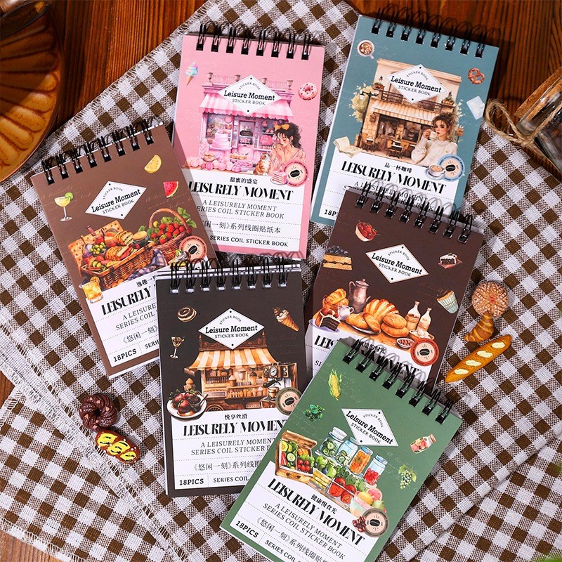 

[Gongjin] Leisurely Moment LM Book Stiker Sticker Buku Vintage Sayur Buah Kopi Dessert PET Washi Tape