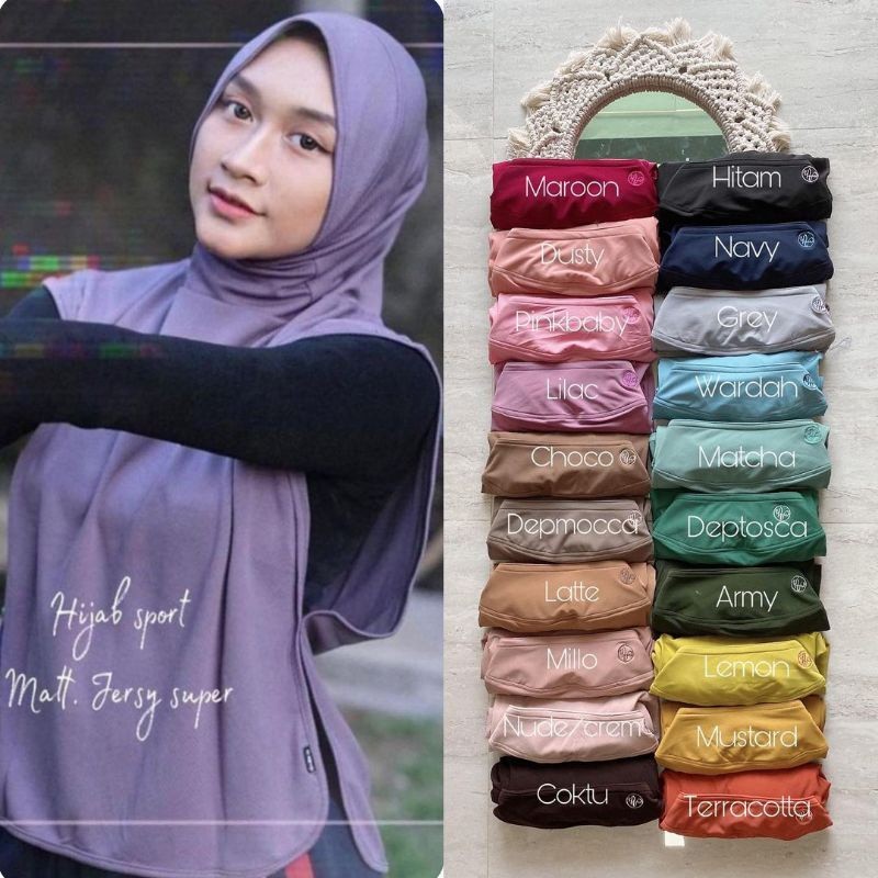 Hijab Olahraga Sport Cantik Bahan Premium / Hijab Sporty/Hijab Olahraga Muslimah/Jilbab Olahraga Rom