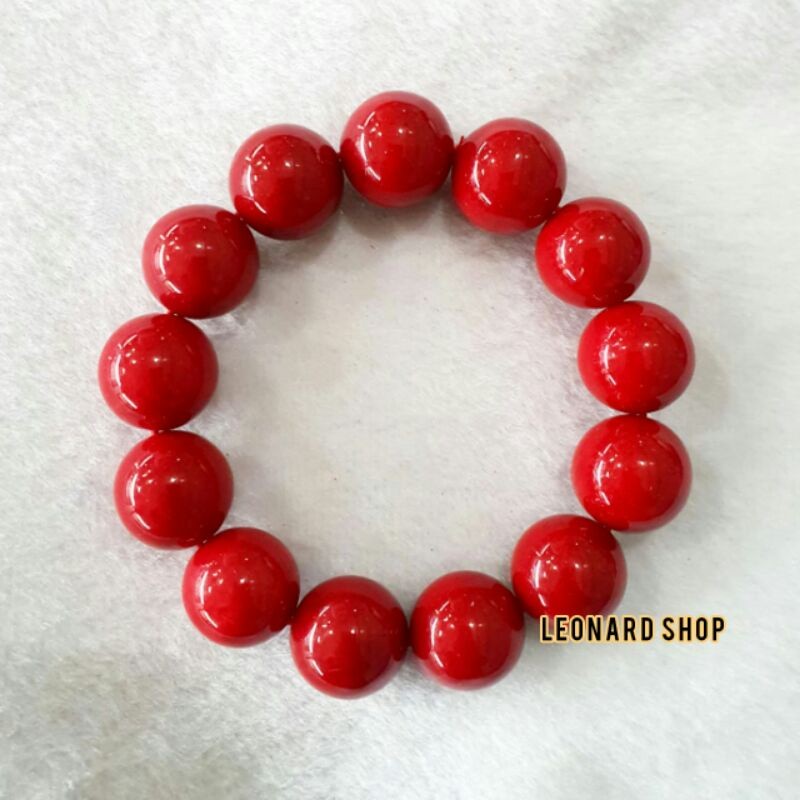Gelang Red Coral Grade A Merah Berserat Premium Batu Karang Merah Koral Marjan Merah Delima Aksesori