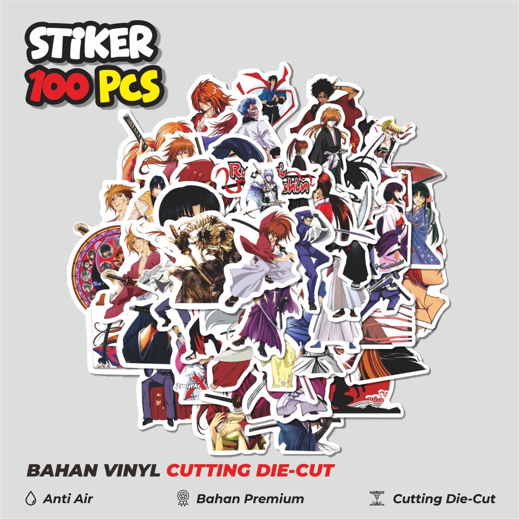 

Terbaru! 50 pcs Stiker Anime Rurouni Kenshin Sticker Dekorasi Lucu Kreatif untuk Notebook, Skateboard, HP