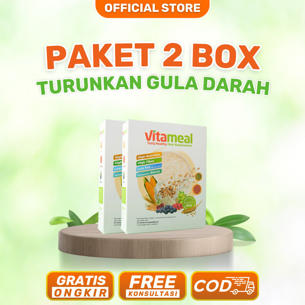 

Paket Hemat 2 Box Vitameal Turunkan Gula Darah Sereal Diabetes Multigrain Bantu Turunkan Gula Darah Tinggi Normalkan Kadar Gula Cegah Diabetes Herbal Alami Tanpa Efek Samping