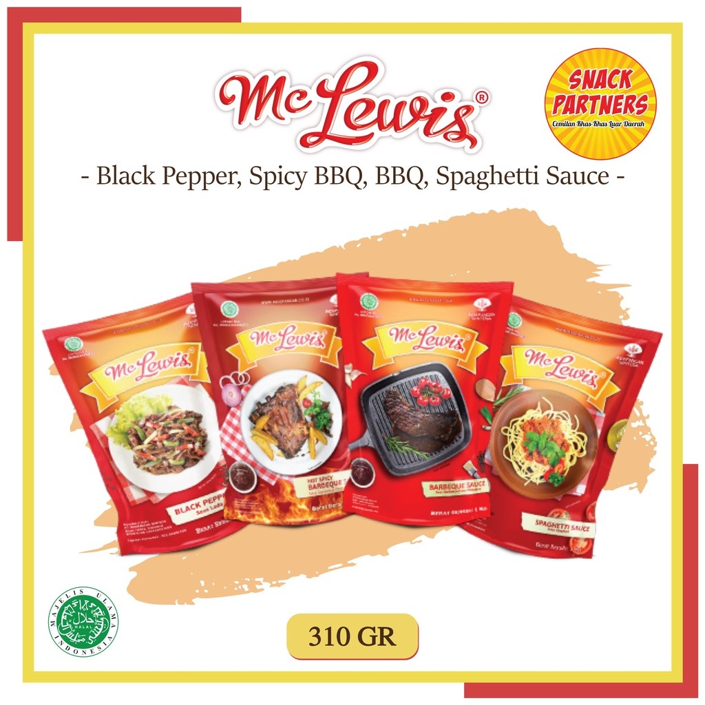 

MC LEWIS All Varian Sauce 310 GR - Black Pepper, Hot Spicy BBQ, Spaghetti Spageti Bolognese Sauce / Saus Saos Lada Hitam Barbeque Pedas Spagheti