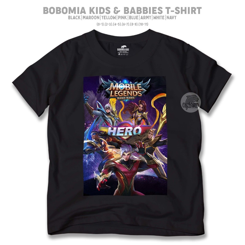 Kaos Anak Mobile Legend Hero ML Gaming | Baju Distro Anak Bayi Remaja Laki-Laki Perempuan Atasan