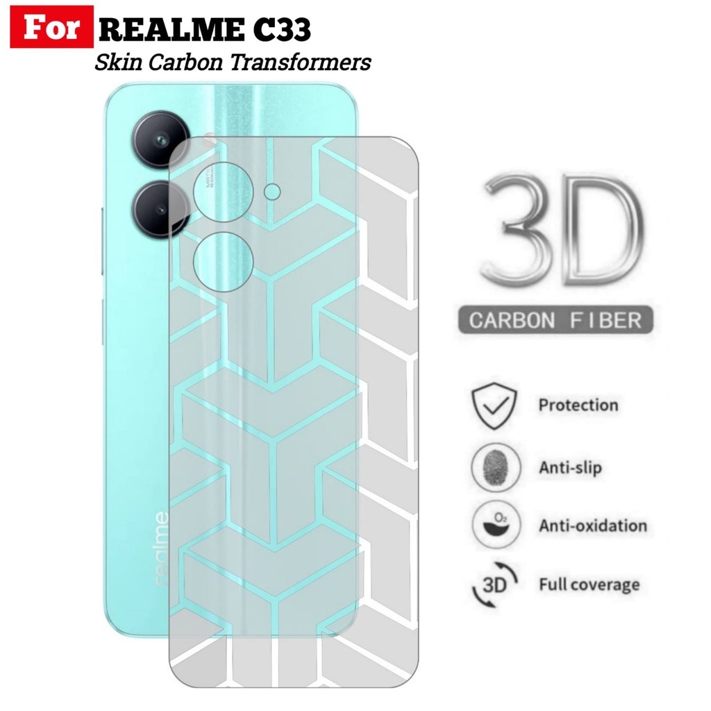 Skin Carbon Glitter Hp Realme C33 Back Skin Transformers Garskin Belakang