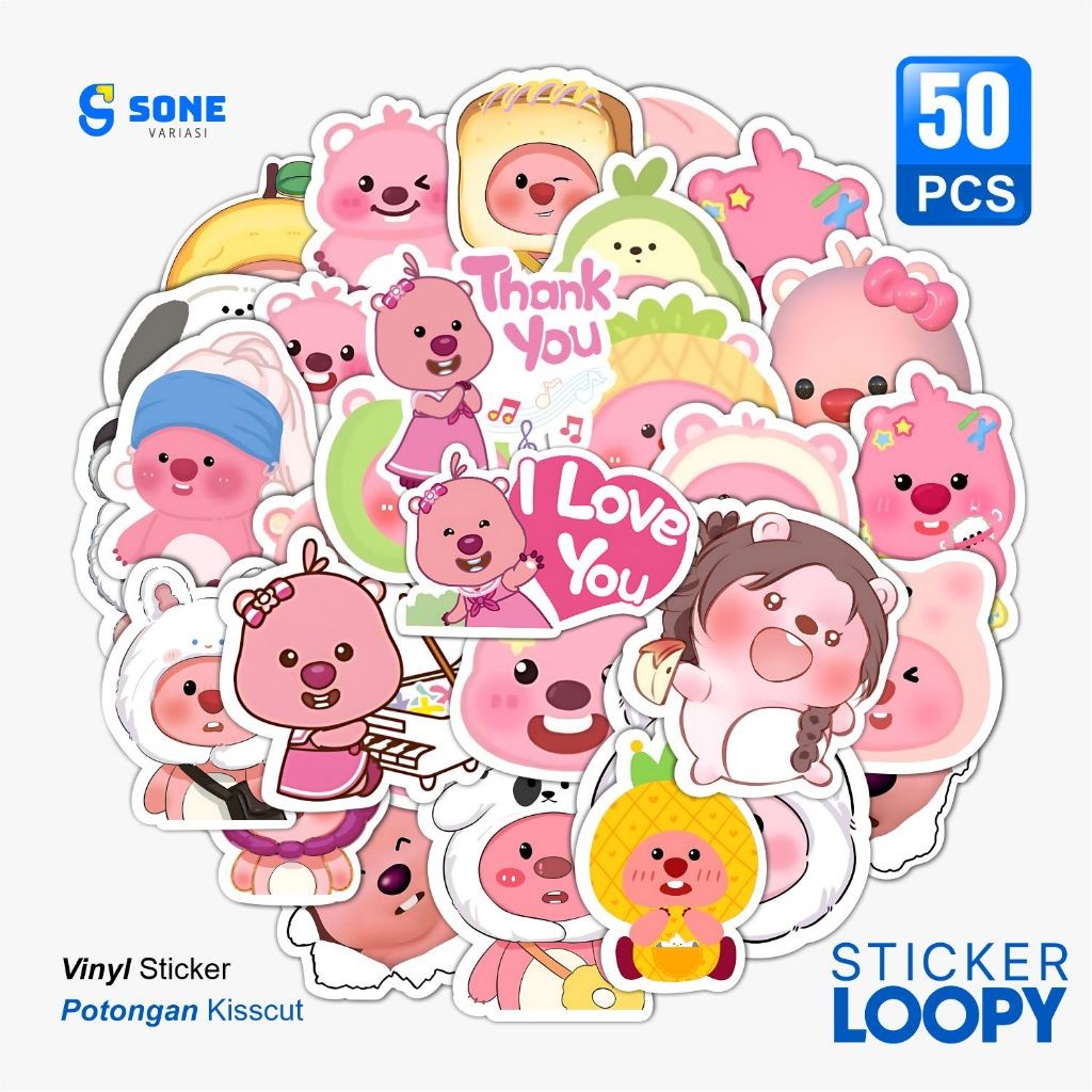 

Stiker Pack Loopy Aesthetic Paper Vinyl Waterproof Dekorasi Stiker Laptop Buku Journal Koper
