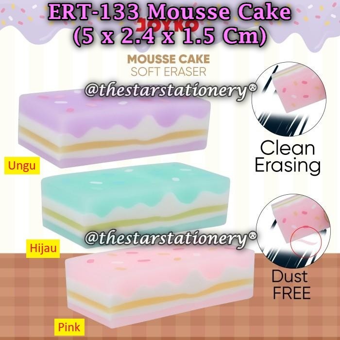 

(1 Pak/12) GROSIR Penghapus JOYKO ERT-133 Mousse Cake Penghapus Eraser Joyko ERT-133 (Pak/12)