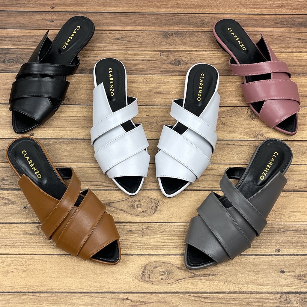 WELSERRSHOP  Sandal Wanita Slip On Mules Kulit Clarenzo