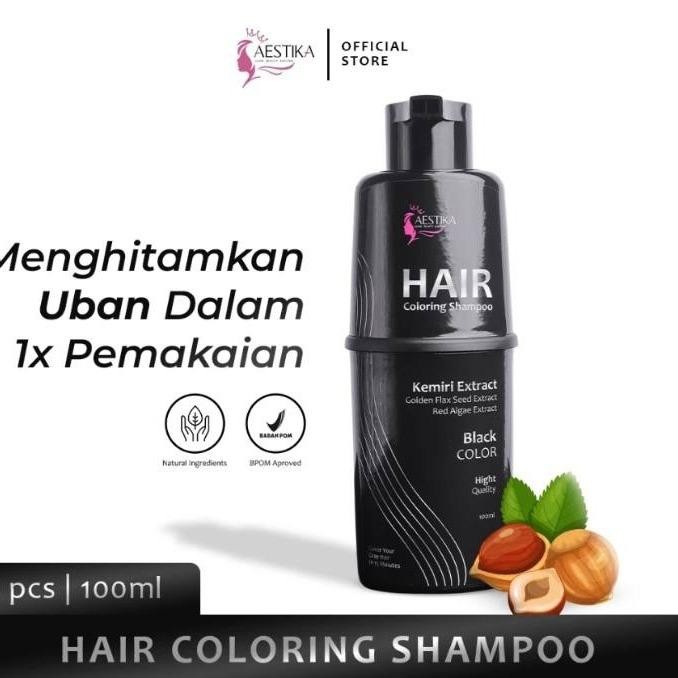 Aestika Hair Coloring Shampoo - Shampo Untuk Rambut Uban - Shampo Untuk Menghilangkan Uban - Shampo 