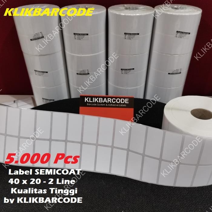 

label barcode semoicoated, 4x2 cm,40x20 mm, 2baris,gap porporasi,5.000 Terlaris