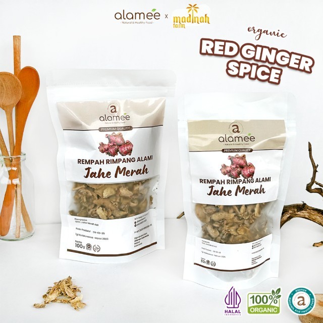 

ALAMEE Jahe Merah Kering Iris Dried Ginger Rempah Rimpang Organik Alami Bumbu Masakan Masak 100g 50g madinah