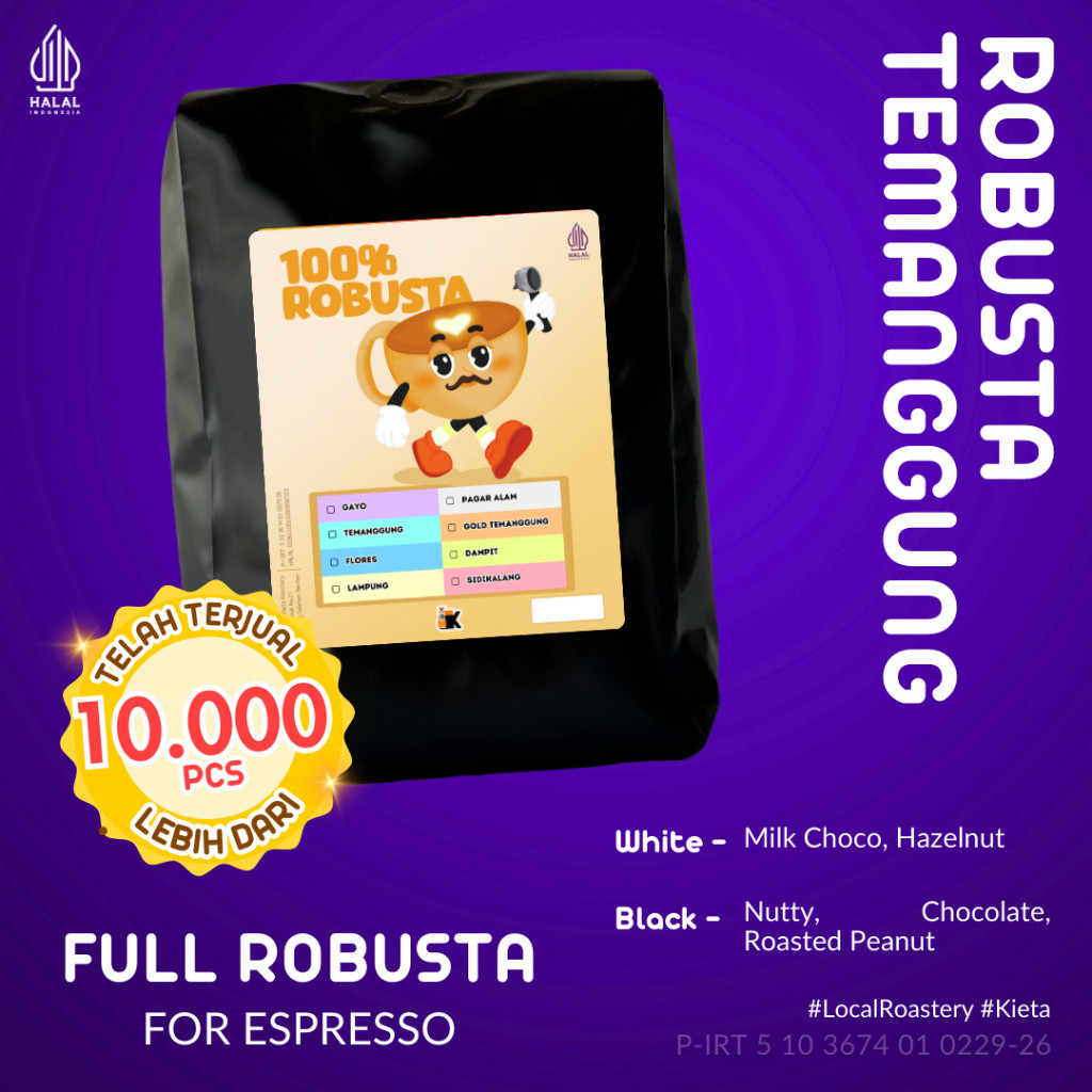 

Kieta Roastery - Biji Kopi Espresso Robusta Temanggung Untuk Kopi Susu 1kg / Bubuk Roasted Coffee Bean