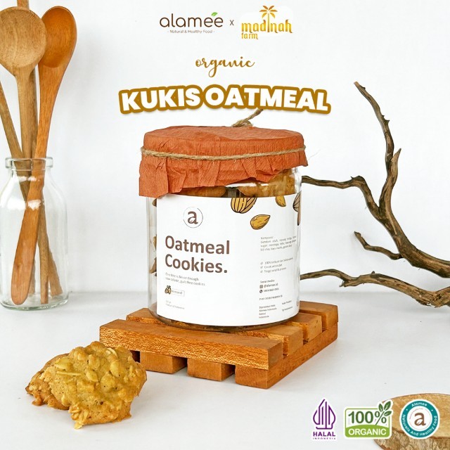 

ALAMEE Oatmeal Diet Cookies - Cemilan Almond Snack Kue Kukis Sehat Healthy Snack Oat 225gr madinah