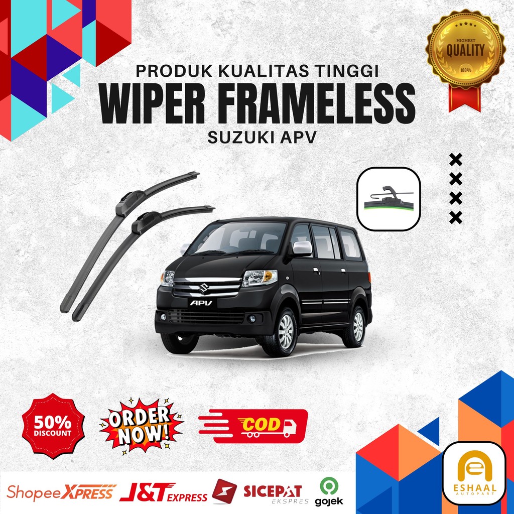 ( 1 SET ) Wiper Mobil Frameless Suzuki APV Sepasang Isi 2 Pcs Kanan Kiri | Wiper Kaca Mobil Suzuki A