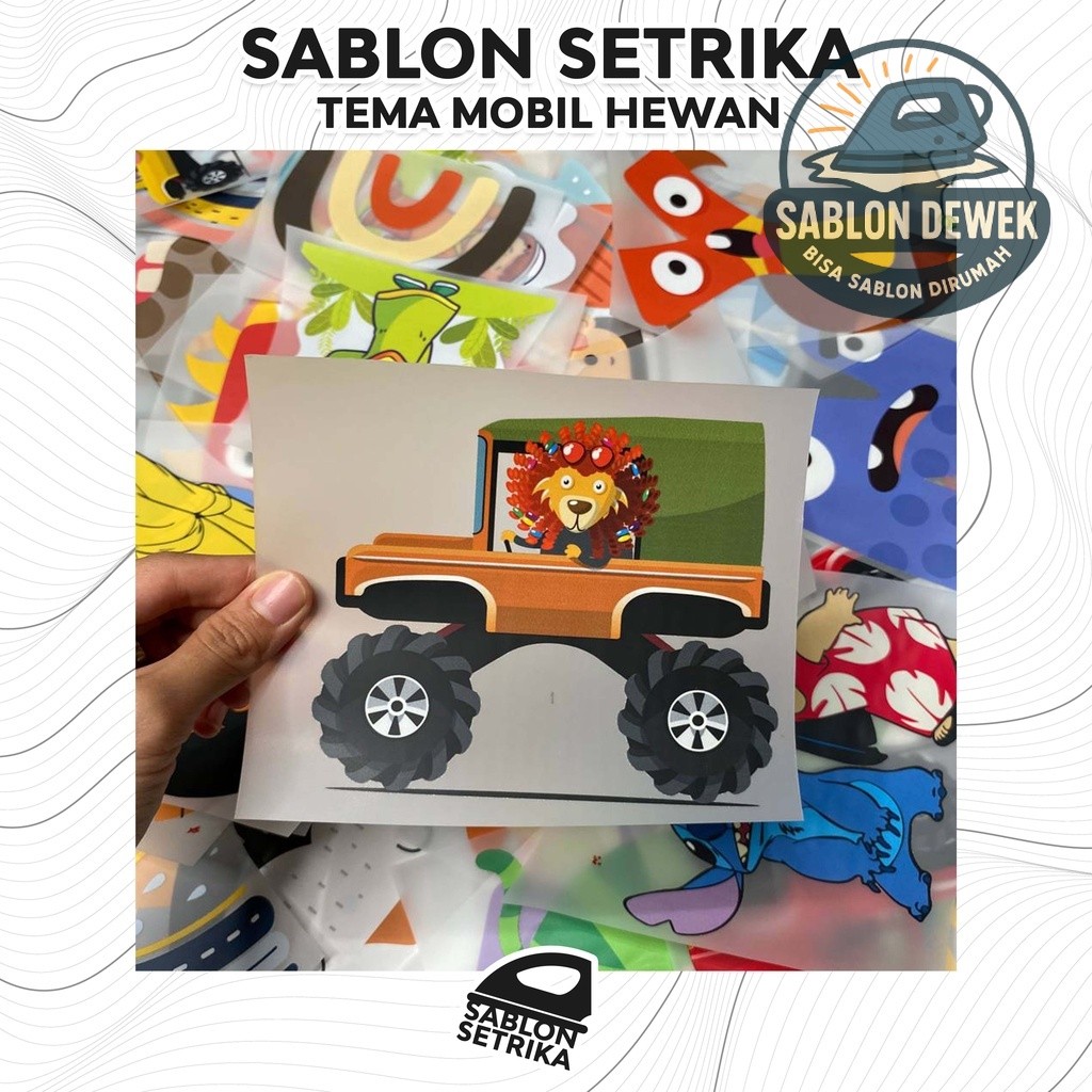 Sablon Setrika Sablon DTF Printing Tema Mobil Hewan