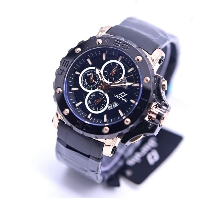 Promo Jam Tangan Pria/ Jam Tangan Cowok Original Jarvis Tanggal On Chrono Variasi Tali Rantai Stainl