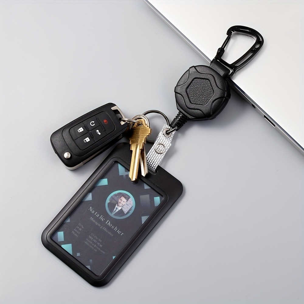 

1pc Heavy Duty Retractable Badge Reel Keychain Strap Tactical ID Badge Reel Strap Steel Retractable Rope