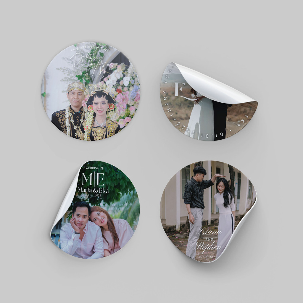 

[ISI 125pcs] Aneka Sticker Souvenir Bulat Stiker Wedding Pernikahan Lingkaran WB4