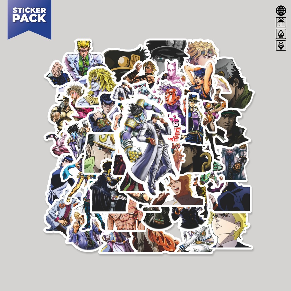

[100PCS]Stiker Pack Stiker Anime JoJo's Bizarre Adventure Aesthetic Vinyl Anti Air Dekorasi Sticker Laptop Buku Journal Koper Helm Casing HP Gitar Helm Skateboard