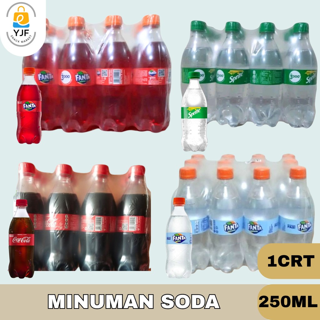 

Minuman Soda / 250ml 1CRT / Fanta Soda Water Pet 250ml / Fanta Strawberry Pet 250ml / Sprite Lemon Lime pet 250ml / Coca-Cola Pet 250ml