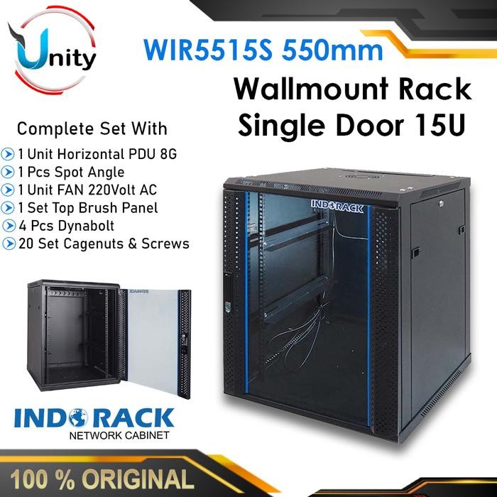 Rack Server Indorack 15U WIR5515S Wallmount Rack Single Door 15U