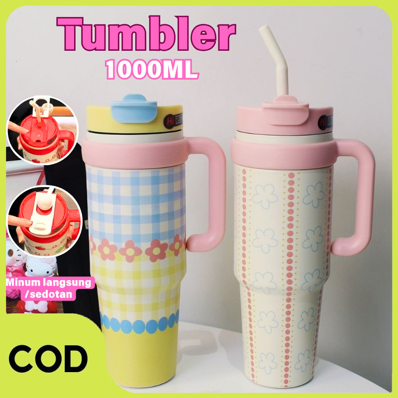 【COD】 Tumbler Botol Minum 1000ml/Tumbler 1000ML Botol Minum Tumbler Stainless 1000ml Tahan Panas Din