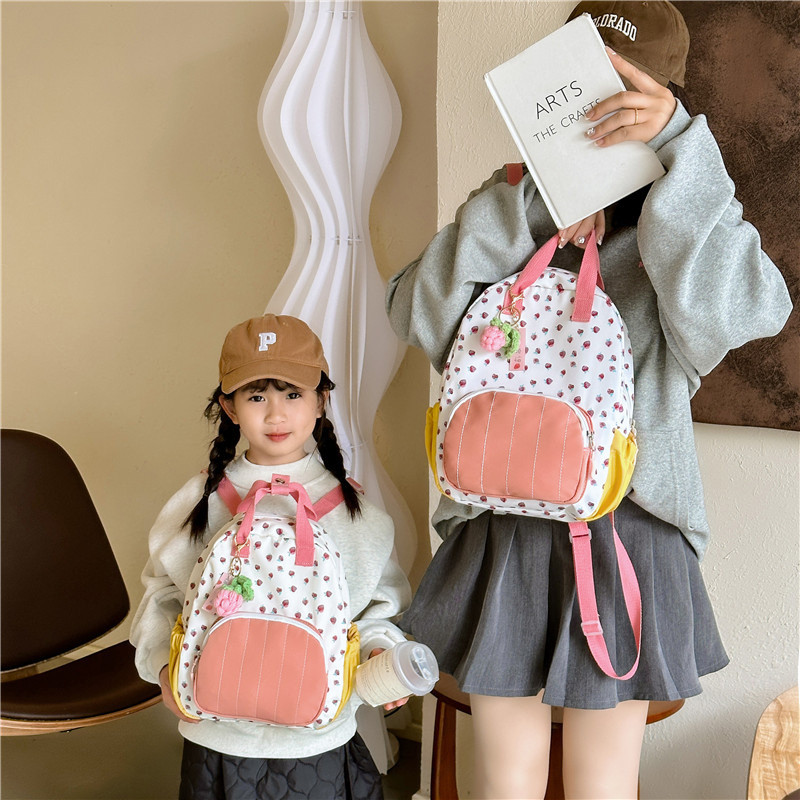 Tas Sekolah Anak Tas Sekolah Liontin Stroberi Tas Ransel Wanita Lucu