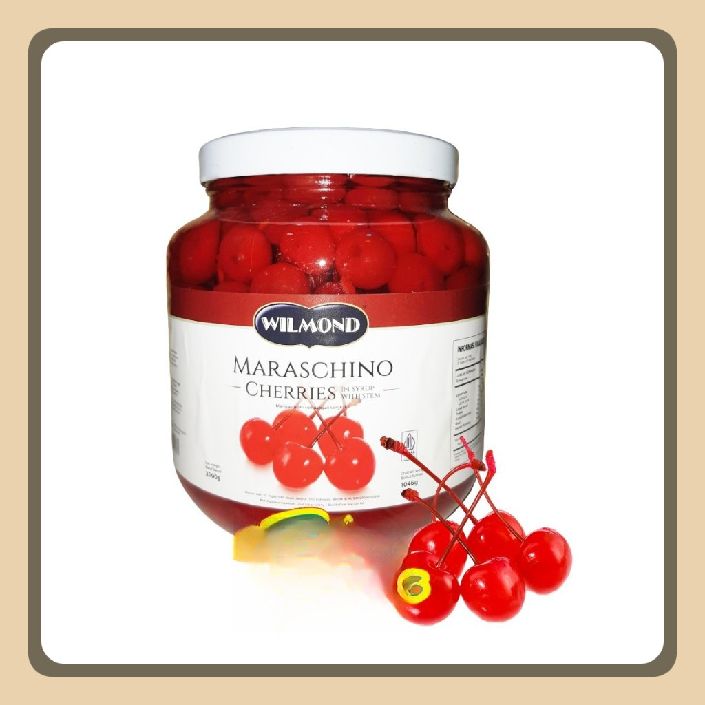

Buah Ceri Merah Tangkai | Maraschino Cherries Wilmond 2 Kg