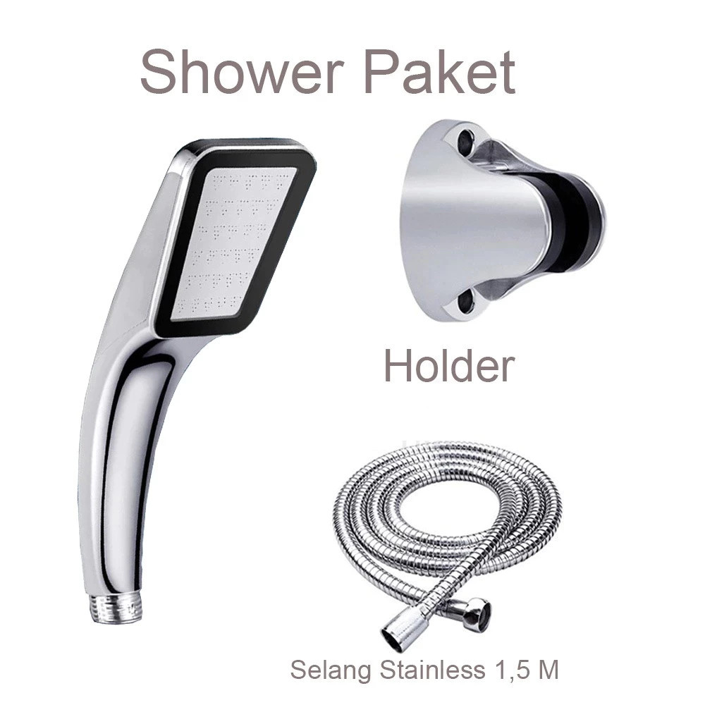 【OKEEY MEDAN 】Shower Set 4in1 Kamar Mandi - Paket Lengkap Shower Tiang + Kran Cabang StainlessMDN