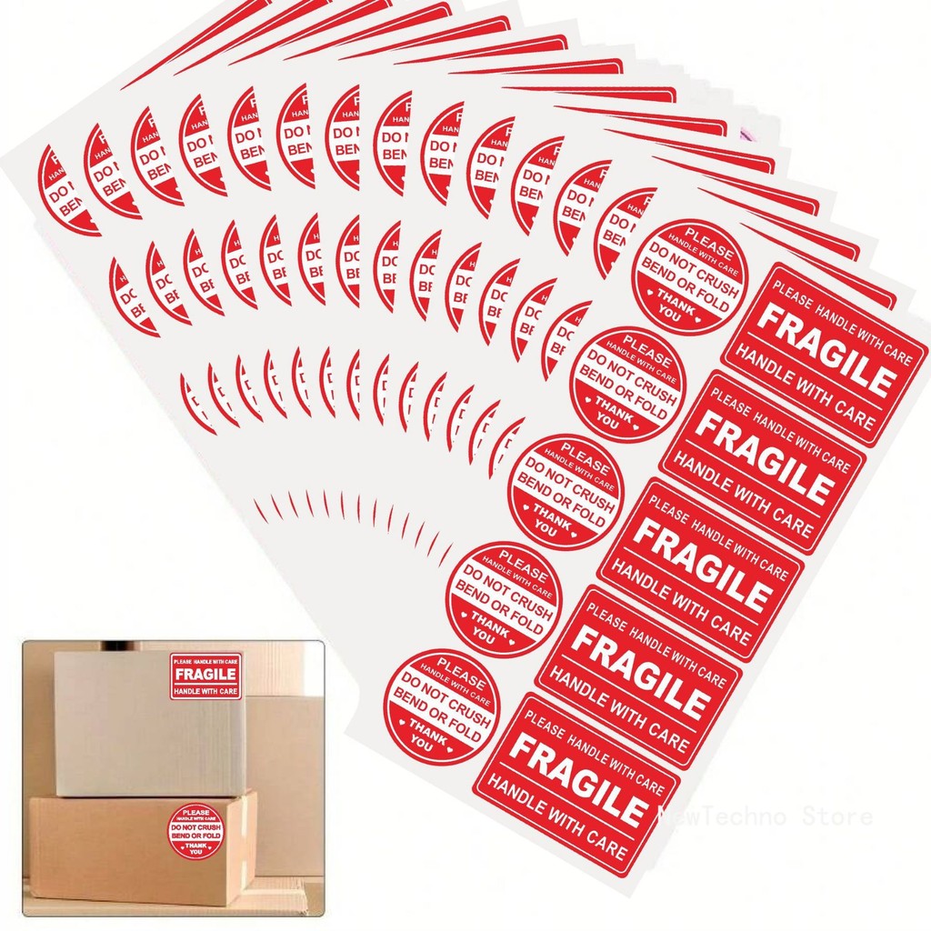 

50pcs Fragile Stickers for Shipping Not Folded or Folded Stickers Not Fell OffLabels for Shipping Mailin Attention Notice Label