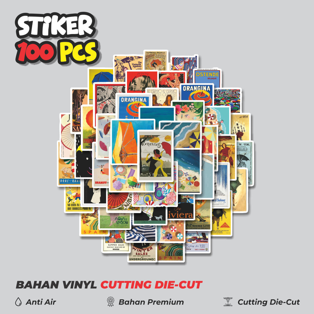

Terbaru! 50 pcs Stiker Retro Gambar Payung Dekorasi Lucu Kreatif untuk Notebook, Skateboard, HP