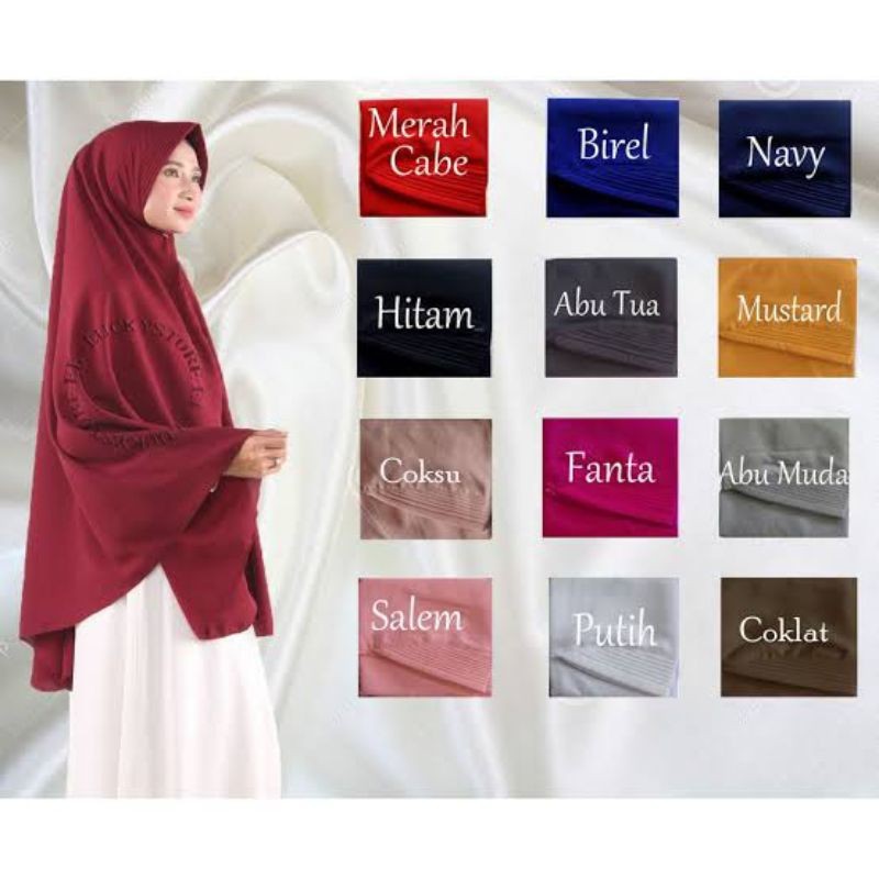 hijab pet antem syari/ bergo syari / kerudung instan/ khimar pet antem