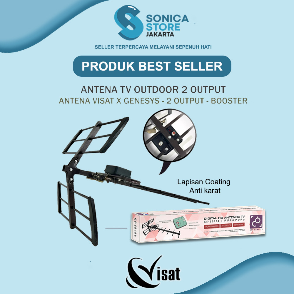 Antena TV Outdoor Digital  Genesys X Visat GS-SB188 Output Dual TV + Booster untuk 2 TV