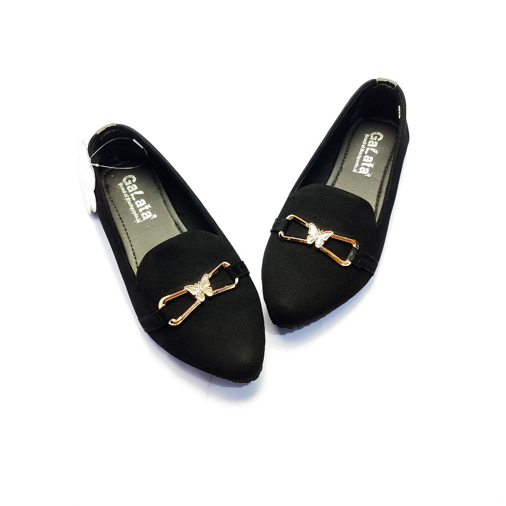 Galata Blackpanda Buffy Sepatu Balet Karet Wanita Hitam Kerja Outsole Karet