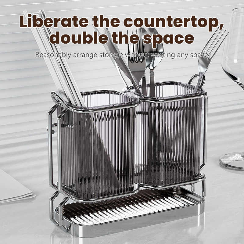 Garpu Gantung Sumpit Dapur Tempel Rak Makan Kualitas Estetik Rak Sendok Tempat Stainless