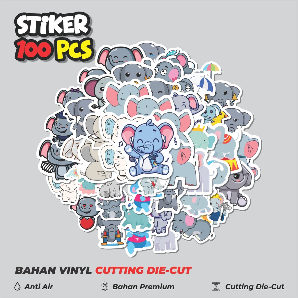 

Terbaru! 50 pcs Sticker Hewan Gajah Dekorasi Lucu Kreatif untuk Notebook, Skateboard, HP