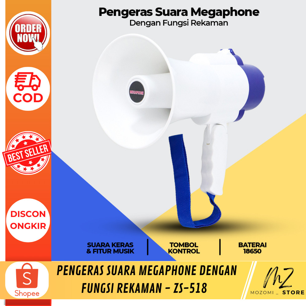 Pengeras Suara Megaphone dengan Fungsi Rekaman / Pengeras Suara Toa Megaphone / Aksesoris pengeras s