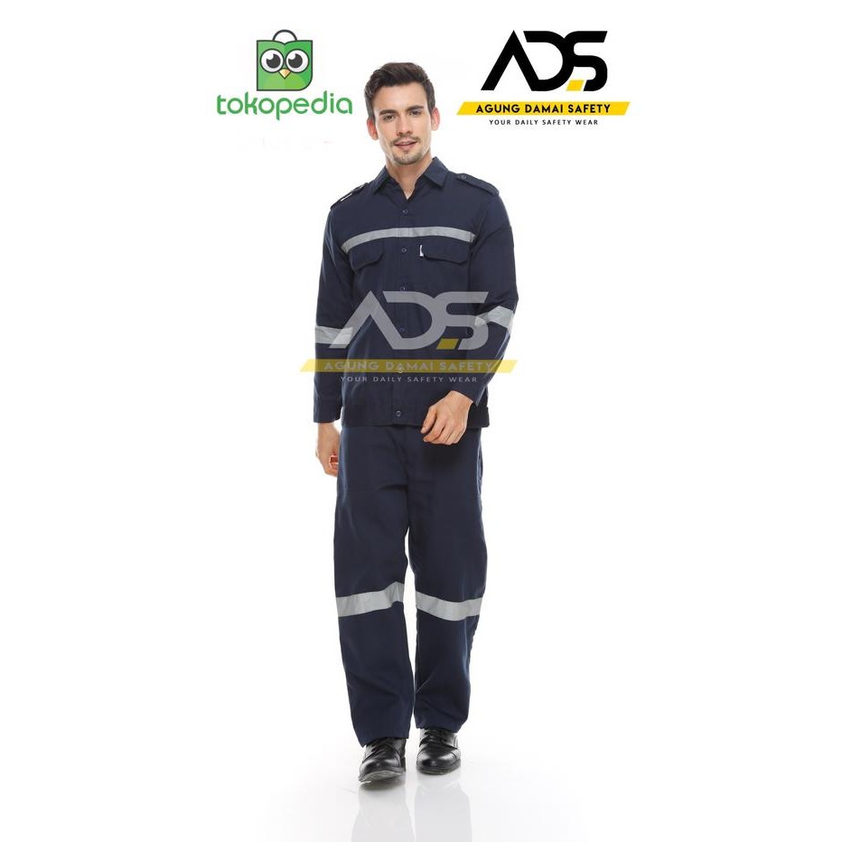 Wearpack Safety / Wearpack Setelan / Seragam Safety / Setelan Safety - Biru Dongker, M