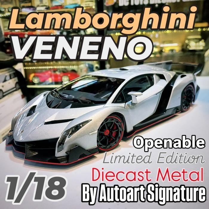 Diecast Lamborghini Veneno Silver Metalic by Autoart  Metal Limited Edition Rare model Openable Ori 