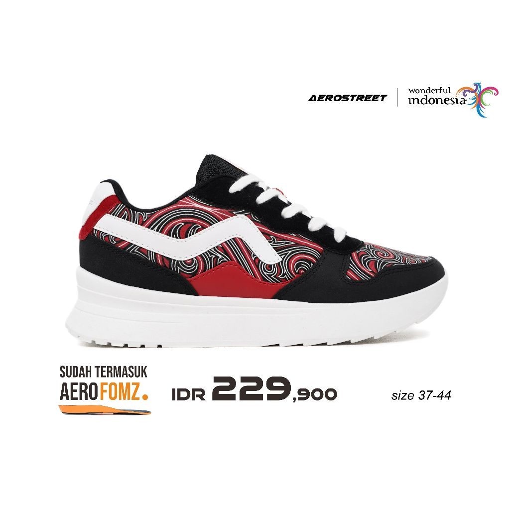 Aerostreet 37-44 Nusantara Sumatera Putih Merah Hitam - Sepatu Sneakers Casual