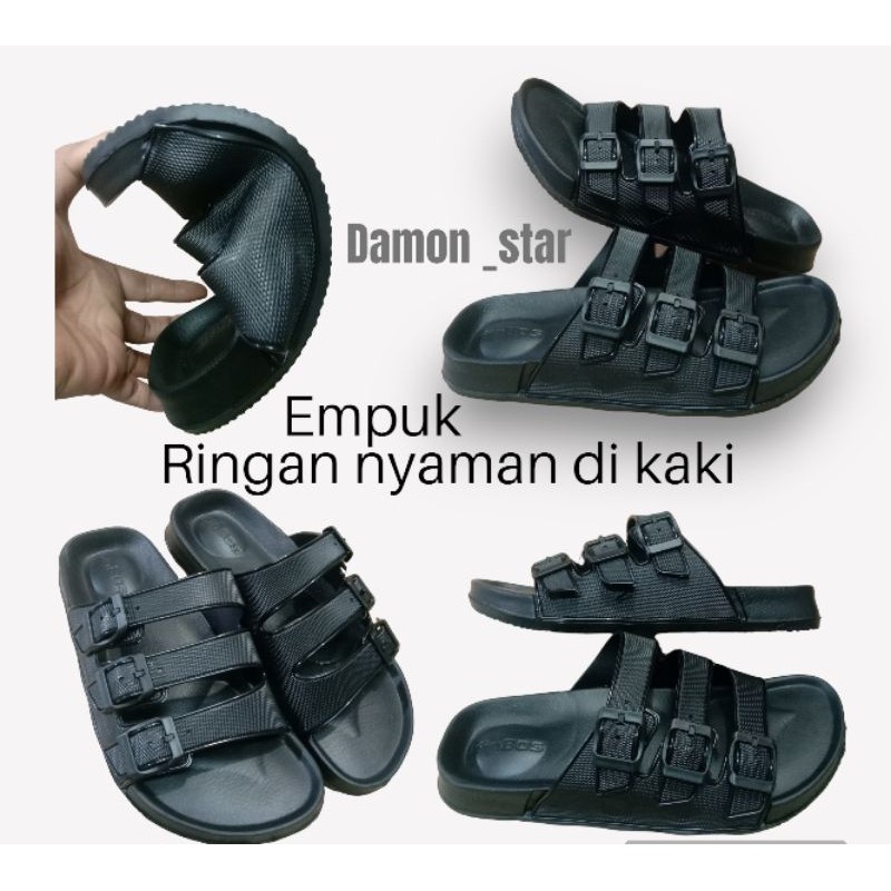 Sandal Karet Pria Ban 3/Tali 3 Gesper Kinbos