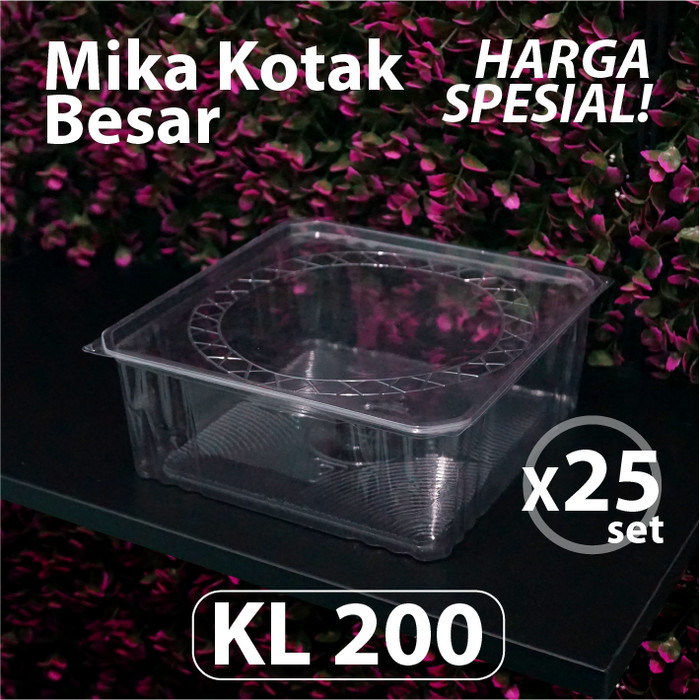 Paket isi 25 pcs - Mika Kotak Besar KL 200 - Bolu Lapis - Transparan