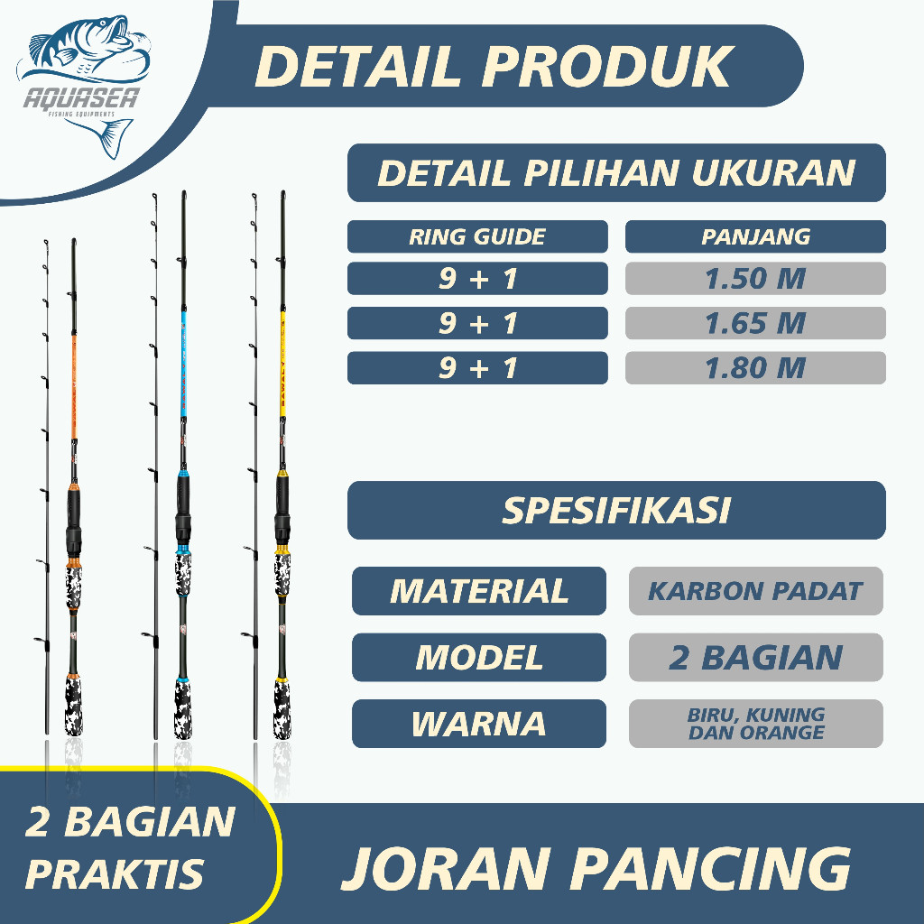 AQUASEA - Joran Pancing Bawal 1.50m s/d 1.80m  Joran Pancing  Joran Bawal joran super lentur kuat CO