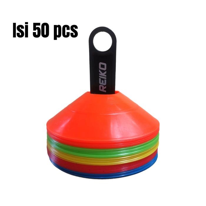 Sale Cone Cones Kun Bulat REIKO Penanda Bola Sepakbola Futsal Lari Sepeda Sepatu Roda 50pcs Warna Wa