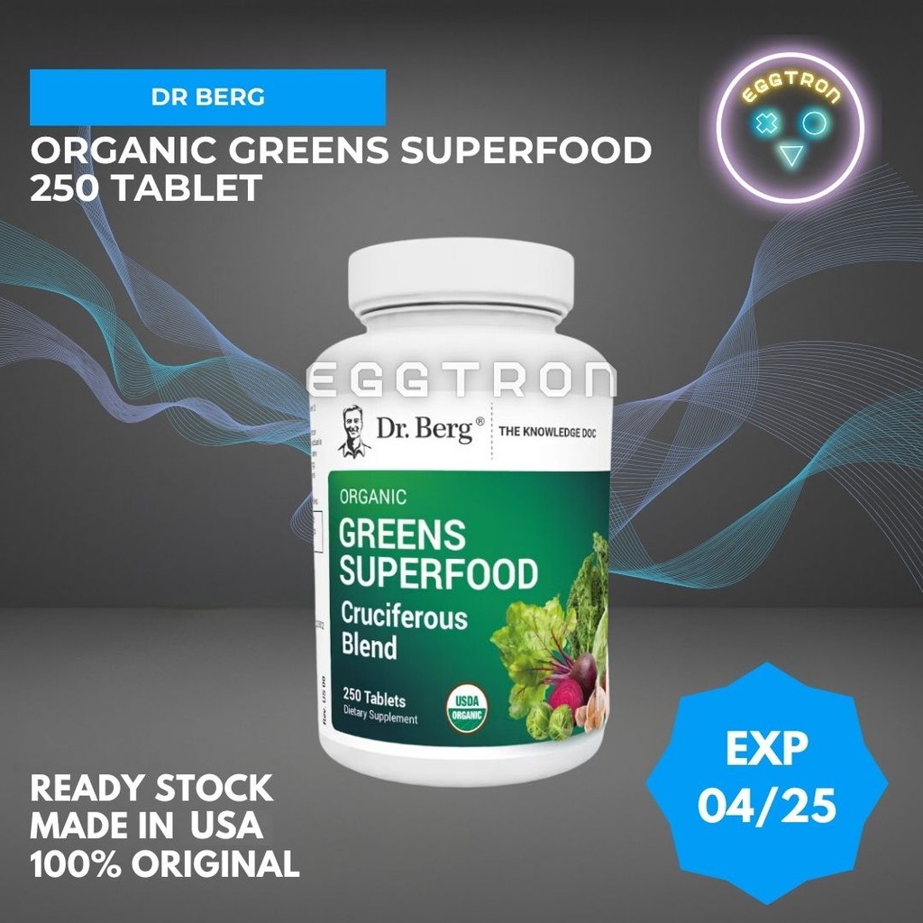 Dr Berg Organic Greens Superfood Cruciferous Blend 250 Tablets vegetable dengan phytonutrient suplem