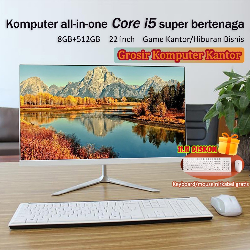 Komputer kasir pc core i7 computer all in one full set 22/24 inch IPS ram 8g+256/512gb SSD  desktop 