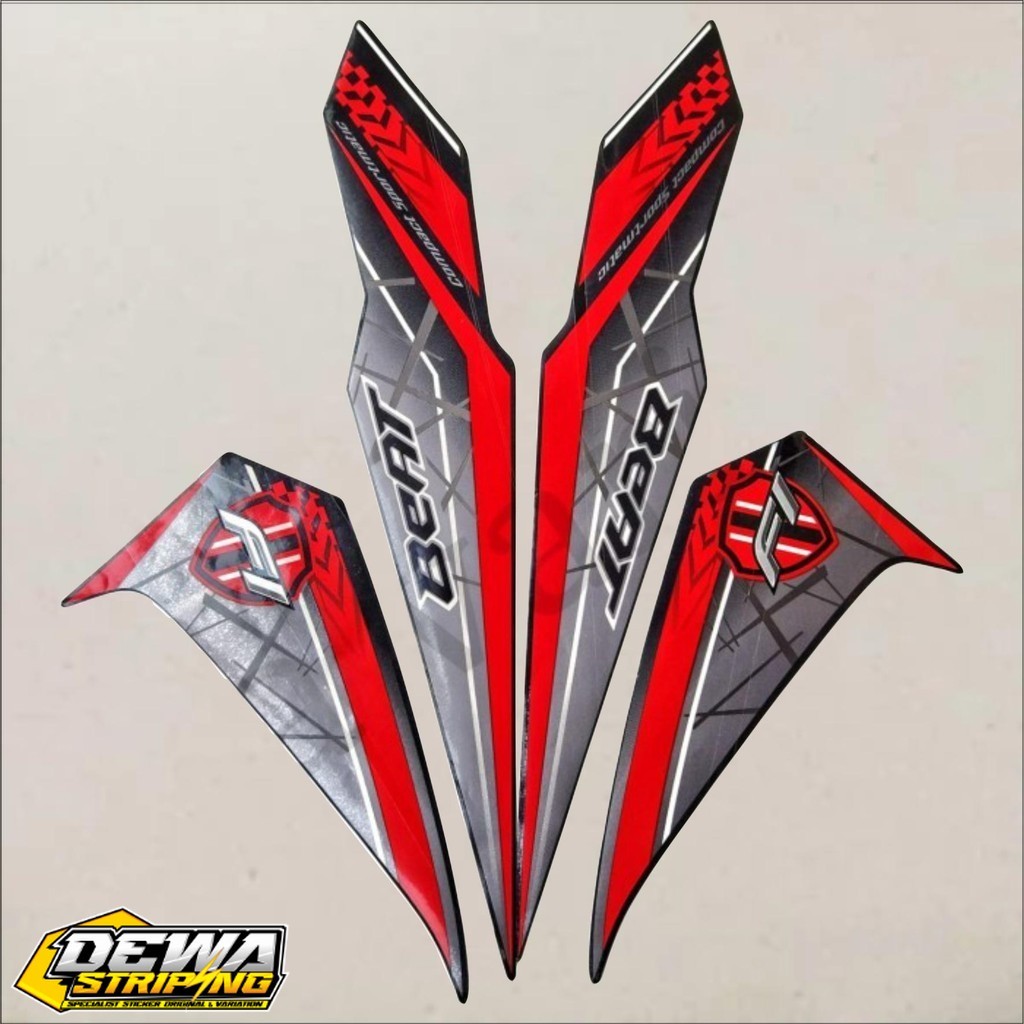 Original Asli Striping Stiker Polet list motor honda beat fi esp 2016 2017 hitam lis merah stiker li