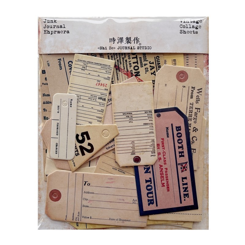 

Vintage Junk Journal Material Retro Yellow Tag Collage Decoration Thick Cardboard Scrapbooking Decorative DIY Craft