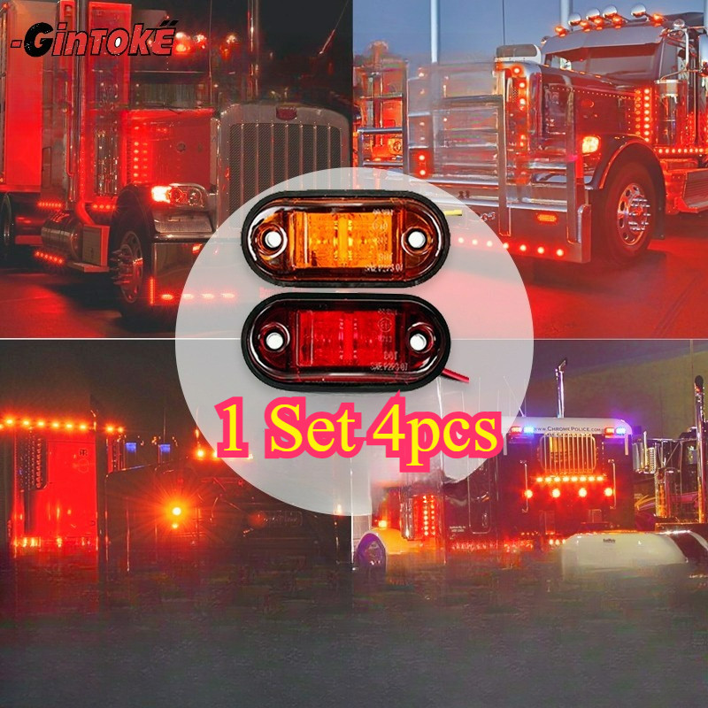 4Pcs LED Samping Bak Truk/Lampu Led Bak Samping 12-24V/ Lampu Atret Mobil Truk Lampu Led Penanda Sam