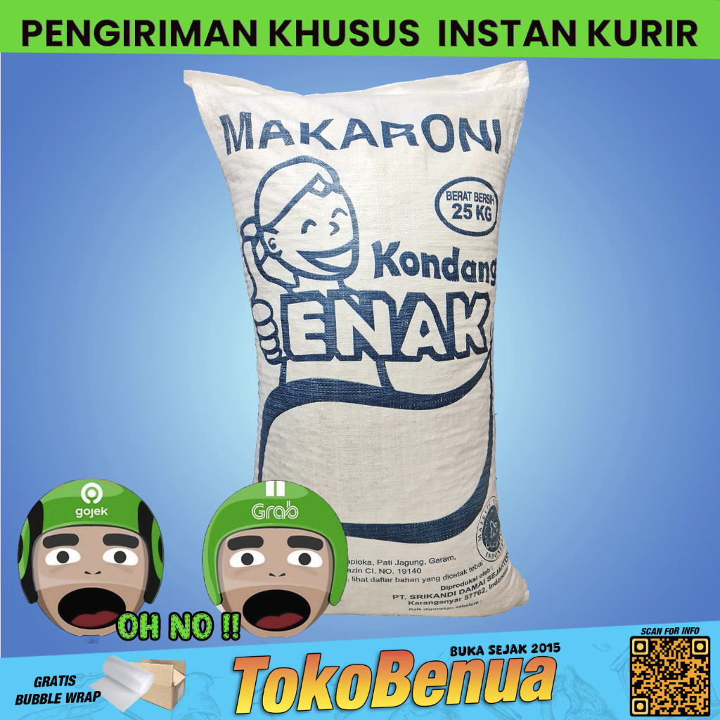 

Makaroni mentah bantet kondang enak 25 kg khusus Gojek Instan