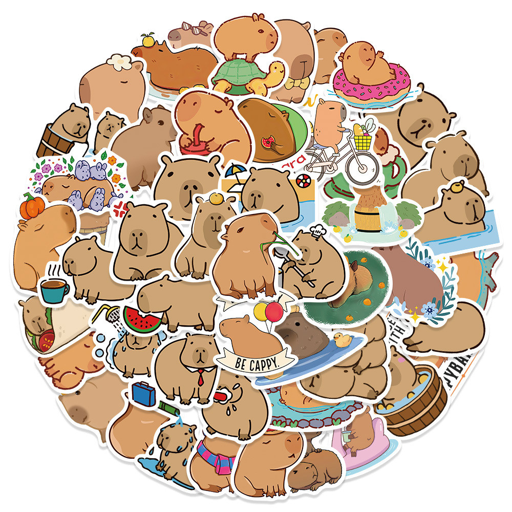 

10/30/50Pcs Cute Capybara Waterproof Graffiti Sticker Aesthetic Decorative Luggage Laptop Cup Phone Diary Scrapbook Kid Stickers